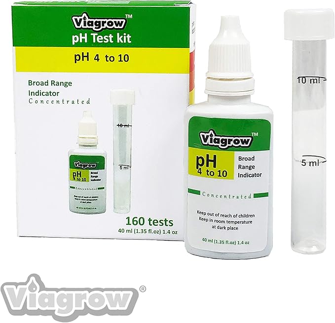 Viagrow VPHTK pH Kit Drops Complete with Testing Vial, 1.4 oz, White