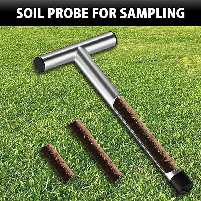 12 Inch Stainless Steel Soil Sampler Probe, T-Style Handle, for Soil Sampling, Plant Care, Farm, Lawn Garden