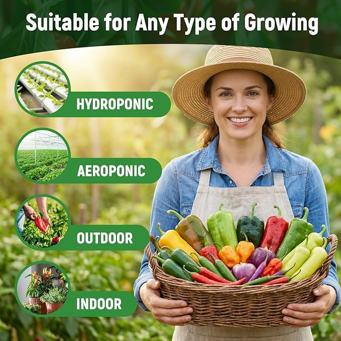 15 Sweet & Hot Peppers Seeds Variety Pack Jalapeño, Serrano, Cayenne, Bell, Habanero, Cubanelle, Big Red & More Hot & Sweet Heirloom Non-GMO Peppers Collection Survival Garden Seeds
