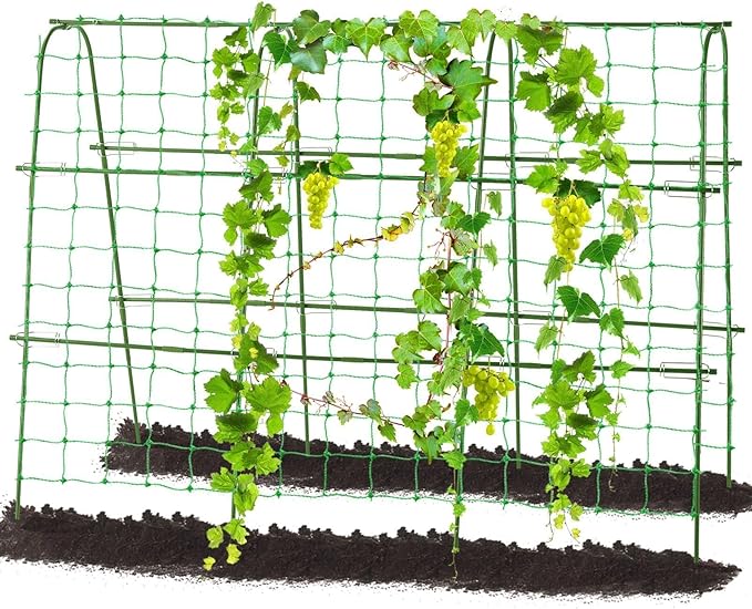 FOLLOOK Outdoor Trellis for Climbing Plants Arch Tunnel U-Frame Trellis with Plant Support Clips for Grape Zucchini Plant Metal Tall, Green, MWM-11-U-120x160-GREEN