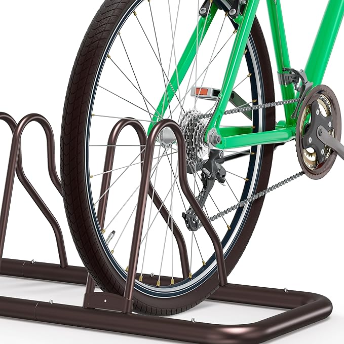 Simple Houseware 5-Bike Floor Storage Rack - Adjustable Bicycle Parking Stand & Garage Organizer for Road and Kids Bikes, Bronze