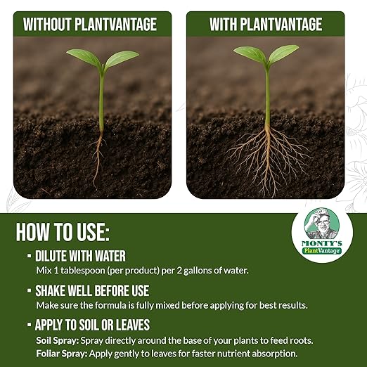 PlantVantage Concentrated Plant Fertilizer Bundle – Liquid Plant Food for Strong Roots, Stems and Larger Leaves – Root & Bloom, Indoor/Outdoor, Premium Growth and Soil Conditioner – 4-Pack, 8 oz Each
