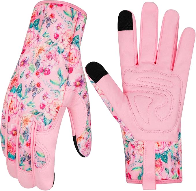 Leather Gardening Gloves for Women Thorn Proof Garden Gloves Touch Screen Working Gloves Gifts,M