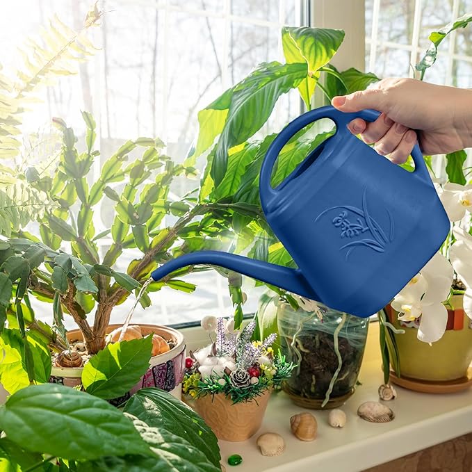 Plastic Watering Can - for Indoor and Outdoor Plant - 1/2 Gallon - Blue