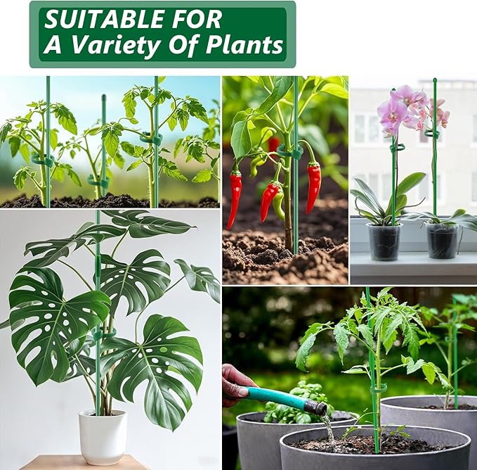 20Pcs Plant Support Stakes 17inch &11inch,Toylin Adjustable Length Plant Support Stake Orchid Stick with Clips for Indoor Outdoor,Garden Pole for Potted Orchid Tomato Vegetables