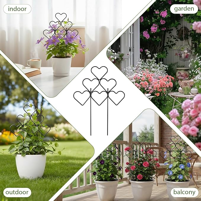 ZOUTOG 15 Inch Trellis for Climbing Plants Outdoor 9 Pack,Rustproof Metal Garden Trellis for Potted Plants,Sturdy Houseplant Support Indoor Outdoor for Ivy Pothos Monstera Hoya Flower Vine