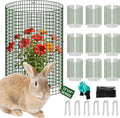 Uyittour 10 Pack Plant Protectors from Animals, 12" x 16" Round Metal Wire Garden Plant Cages to Keep Animals Out, Rabbit Proof Protection for Vegetables & Flowers with Stakes, Zip Ties & Gloves