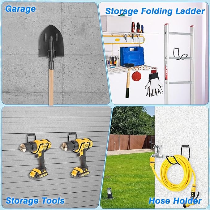 Metal Garden Hose Hanger Wall Mounted Water Hose Holder for Outside Yard (1, Black Paint)
