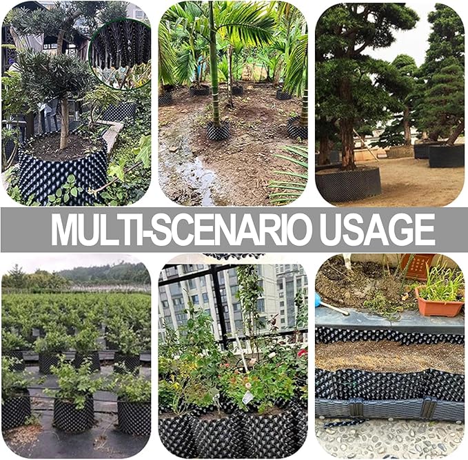 Air Pruning Containers, Thickened PVC Plant Root Trainer, Transplant Tool for Vegetables, Fruit Trees, Bonsai & Hydroponics (Black,H50cm L200cm)