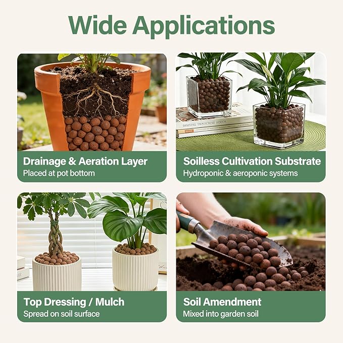 Halatool 6LB Expanded Clay Pebbles for Plants 4mm-16mm Hydro Balls for Aquarium Indoor Potted Plants Premium Hydroponic Growing Media Clay Balls for Hydroponics Aquaponics