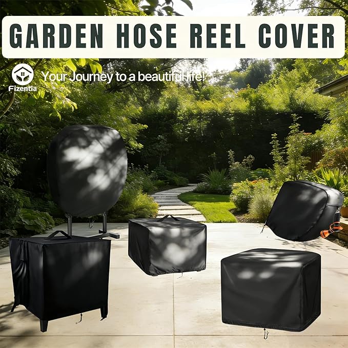 Hose Reel Cover,600D Waterproof Covers for Retractable Garden Hoses Reels,Heavy Duty Shield for Water Hose-Reel(20"Lx10.2"Wx18"H,Black)