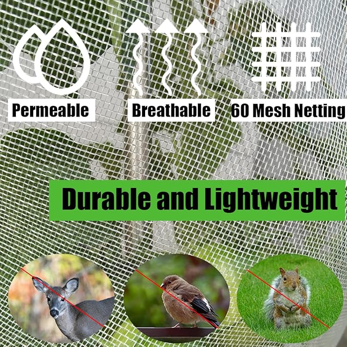 Gardtree 2 PCS 2.4 x 4 FT Bird Insect Barrier Fruit Tree Netting, Upgrade Design with Double Zipper, Plant Protectors from Animals, Garden Plant Cover Mesh for Blueberry Bush Flower Tomato Flower