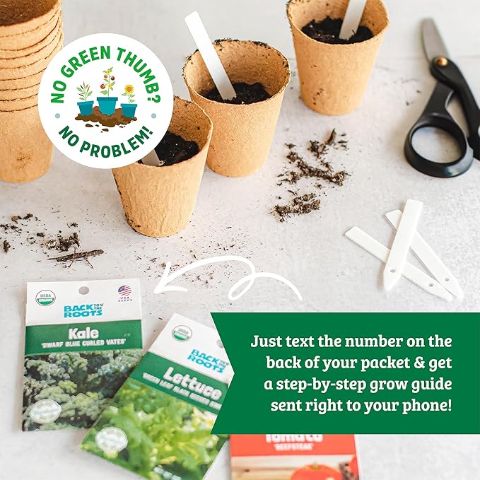 Back to The Roots 100% Organic, Non-GMO Seeds | Variety 10-Pack | Top Herb, Fruit, and Veggies | Guaranteed to Grow