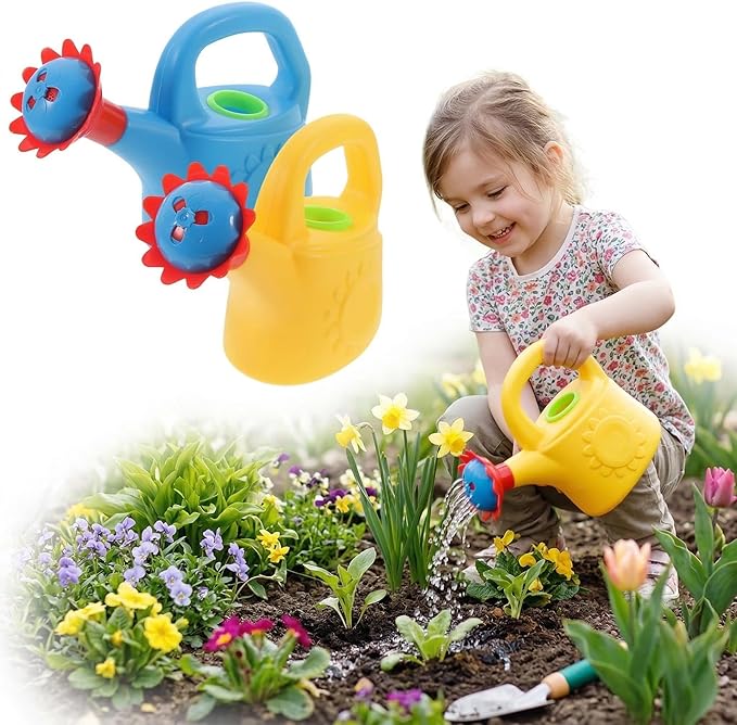 NUOBESTY 2 Pack Kids Watering Can Bath Toys, Mini Plastic Chicken Water Pot for Toddler Beach Sand Play & Garden, Baby Sensory Sprinkler Pail for Outdoor Pool Fun (Random Color)