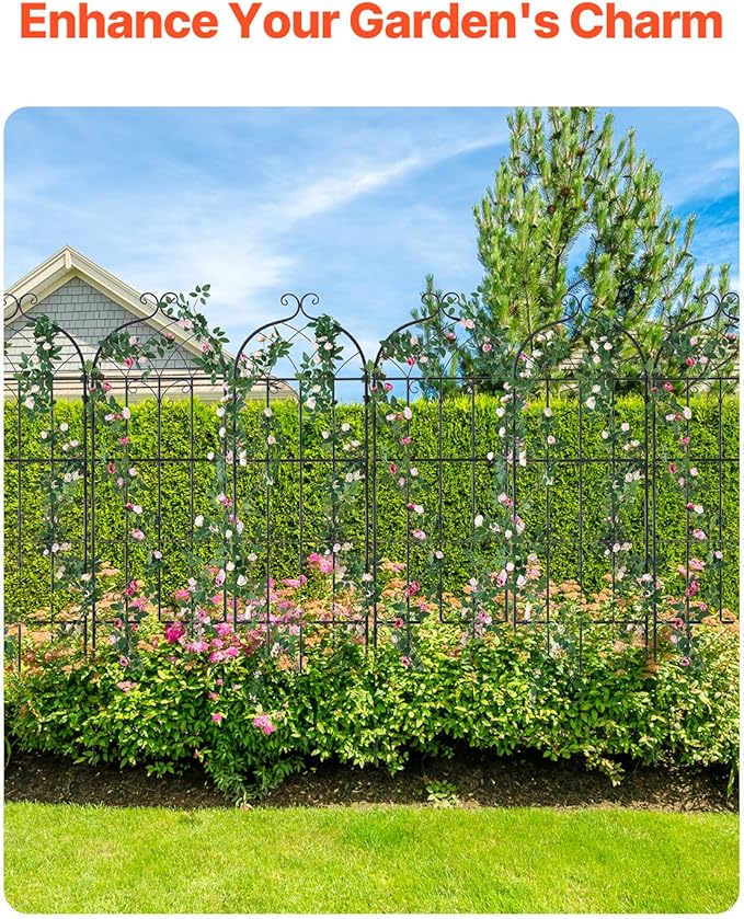 VEVOR Garden Trellis for Climbing Plants, 71 x 20 in, 6 Packs Rustproof Metal Garden Flower Trellis, Outdoor Climbing Rose Clematis Cucumbers Trellis Decorative for Courtyards Lawns