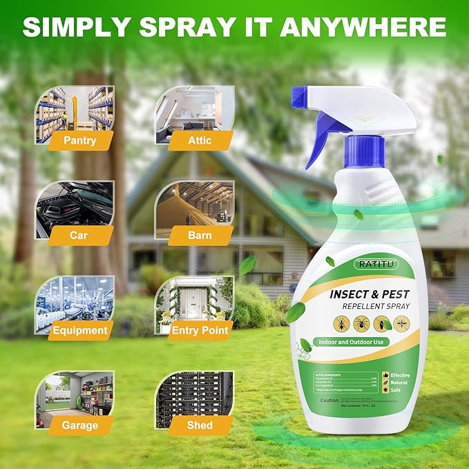 Peppermint Oil Insect and Pest Repellent Spray, 16 OZ Insect Repellent Spray for Ants, Spiders, Cockroaches, Mosquitoes, Indoor & Outdoor Bug Repellent for Insects, Pet & Human Safe Natural Formula