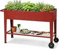 InSideOut Elevated 40" Raised Garden Bed Outdoor with Wheels & Shelf for Mobility, Metal Planter Box for Vegetables/Herbs, Patio-Balcony-Backyard (Red)