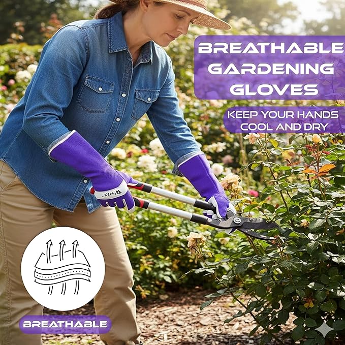 Long Gardening Gloves Leather Ladies Men Women Durable Goatskin Garden Gloves Forearm Thorn Proof Work
