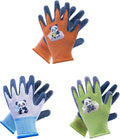 Mr. Panda 3 Pairs Skin-Friendly kids gardening gloves for Age 5-7, Rubber Coated childrens garden gloves, toddler work gloves, XXS