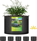 iPower 5-Pack 25 Gallon Plant Grow Bags Thickened Nonwoven Aeration Fabric Pots Heavy Duty Durable Container, Strap Handles for Garden, Black