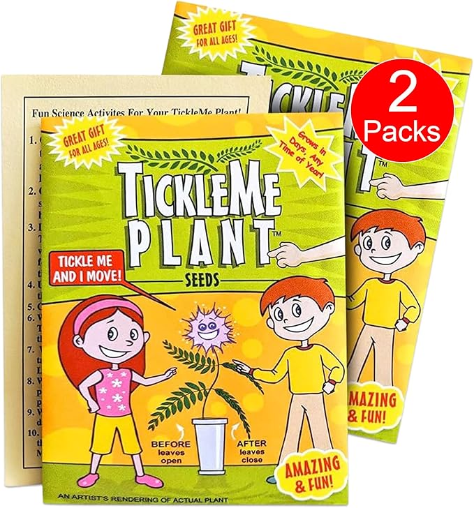 TickleMe Plant Seeds for Indoor Planting (2-Pack) – Touch-Sensitive Plant that Closes Leaves When Touched – Easy Indoor House Plant Seeds – Fun Educational Activity for Kids & Adults