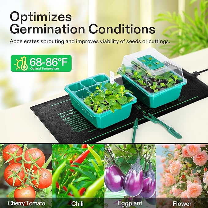 VIVOSUN 10"x 20.75" Seedling Heat Mat and Digital Thermostat Combo Set, UL & MET-Certified Warm Hydroponic Heating Pad for Germination, Indoor Gardening, Greenhouse (Pack of 2)