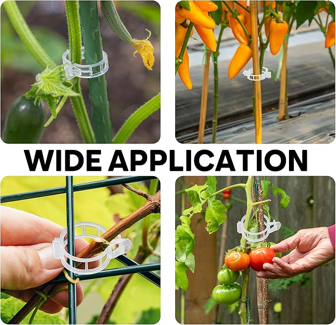 180 Pcs Plant Support Clips, Clear Plastic Trellis Clips, Garden Clips, Vegetable Clips, Vine Tomato Clips for Plants Support, Plant Clips for Climbing Plants to Grow Upright & Healthier - RamPro