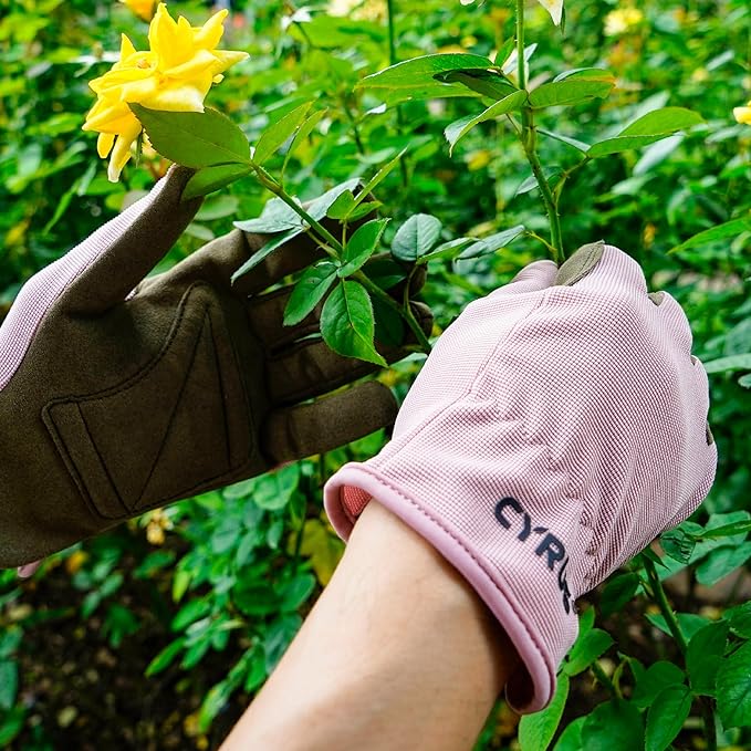 CYRUS Gardening Gloves – Breathable Puncture-Resistant Work Gloves for Men & Women, Multi-Scene Use for Gardening, DIY, Construction & Outdoor Tasks (Pink)
