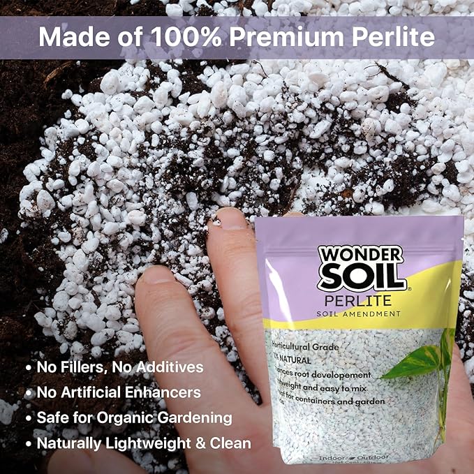 WONDER SOIL | Premium Organic Perlite for Plants | 3 lbs (4 Quarts) Natural Soil Aerator & Drainage Amendment for Indoor Plants, Seed Starting, Gardens & Potting Mix | 3 lbs