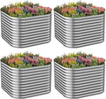 4 Pack Tall 2x2x2FT Corrugated Galvanized Steel Raised Garden Bed Outdoor, Metal Above Ground Garden Bed for Vegetables and Flowers, Raised Beds for Gardening