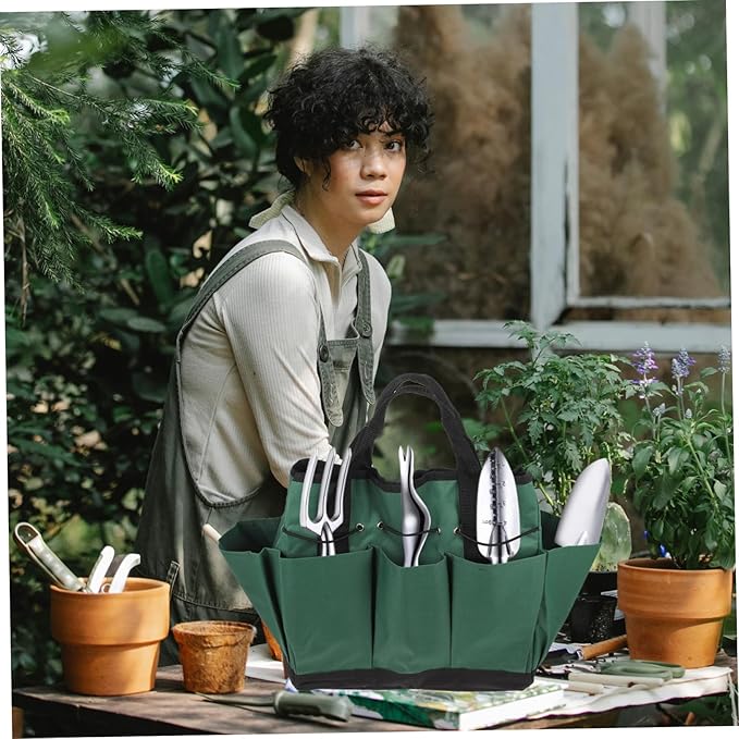 Uonlytech Gardening Tool Bag Organizer High Capacity Oxford Cloth Tote Handles Portable Garden Tool Storage for Lawn Care Gardening Accessories and Yard Work