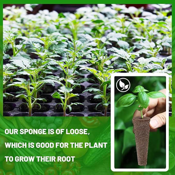 100 Pcs Seed Pods Replacement, Sponges Seed Growth Kit, Grow Sponges for Greenhouses & Germination Equipment, Starter for Indoor Garden System (Black)
