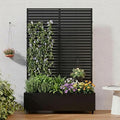 Casaphoria Metal Raised Garden Bed with Trellis and Wheels, 72"x47"x16" Planter Box for Climbing Plants, Vegetables & Vines, Features Drainage Holes and Privacy Screen (Black-Louvered)