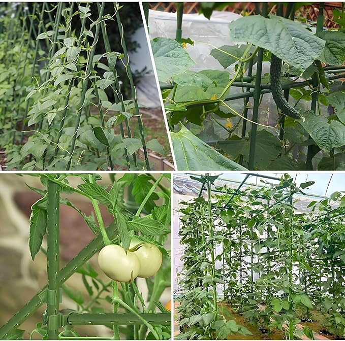 Sturdy Garden Stakes 18 Inch SupKing DIY 3/4/5/6/7ft Tomato Support Stake Green Plastic Coated Metal Tall Plant Stick Poles Plants Trellis for Indoor Outdoor Climbing Cucumber Chili Eggplant