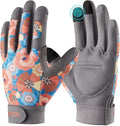 COOLJOB Small Gardening Work Gloves for Women Ladies, Thorn Proof for Rose Pruning, Cactus Handling, Blackberry Bush Planting, Puncture Resistant Anti-Slip Flexible, 1 Pair S Floral Orange