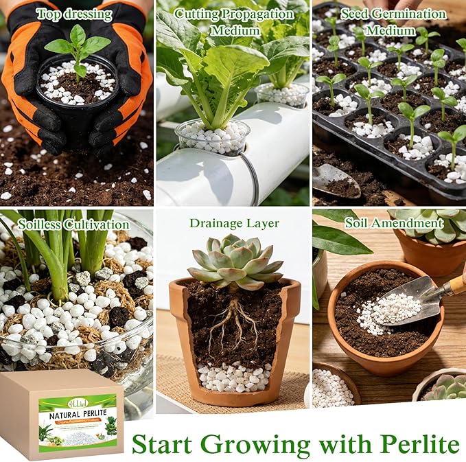 Halatool Soil Amendment 20QT Perlite for Plants Gardening Indoor Natural Potting Soil Mix Additive for Holding Moisture Aeration Drainage