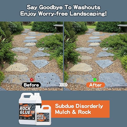 Rock Glue,26.59OZ 99% Stronger Bond Gravel Binder for Pea Gravel, Pebble&Stone-Stop Shifting, Reduce Mess, Strong Hold for Yards, Patios, Garden Walkways, Pet Safe Mulch Bond for Landscaping