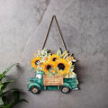 Quterhero Sunflower Truck Wall Decor, Metal Hanging Art for Home Porch or Indoor Outdoor Wall, Vintage Farmhouse Gift for Mom, Women, Friends(Green Truck)