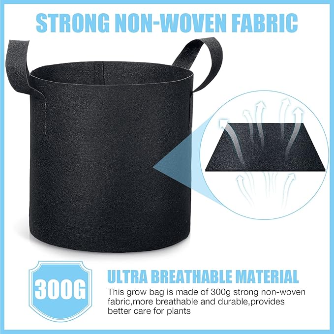 45 Pack Grow Bags Aeration Fabric Planter Pots Nonwoven Grow Bags with Handles Black Plant Container Bucket for Garden Planting Vegetable Flower Potato (3 Gallon)