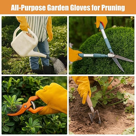 23.6" Leather Welding Gloves, 932℉ Heat-Resistant Long Gauntlet for MIG/TIG/Stick, Bite-Resistant Animal Handling, BBQ/Fireplace/Gardening, Reinforced Palm, Yellow