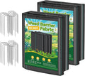 4ftx100ft Landscape Fabric, Weed Barrier Fabric Heavy Duty 3.2oz, Woven Geotextile Weed Blocker Landscaping Fabric, Garden Ground Cover Weed Control Mat with 20 Staples (2 Pack 4x50ft)