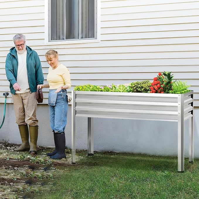 6x2x1ft Large Raised Garden Bed with Legs Galvanized Outdoor Elevated Planter Box Stand Up Metal Flower Beds for Patio