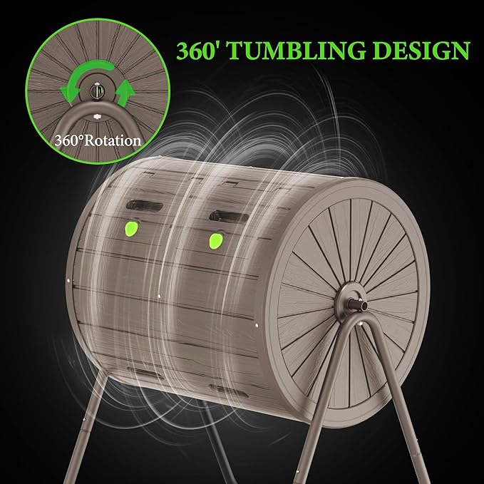37.5 Gal Compost Tumbler - Quick-Spin Outdoor Compost Bin with Weatherproof Resin | High-Yield Compost for Organic Gardening