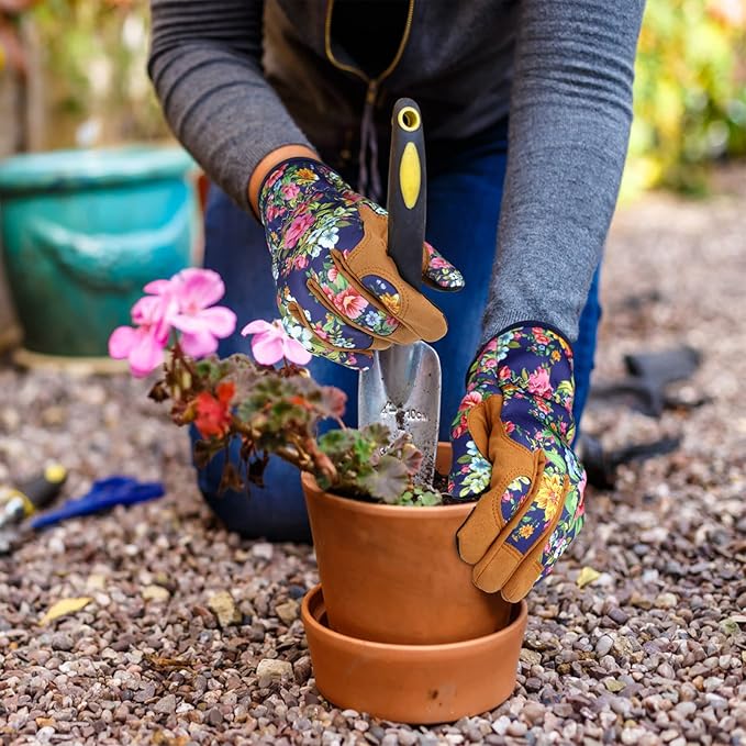 Leather Gardening Gloves for Women Thorn Proof Garden Gloves Touch Screen Working Gloves Gifts,M