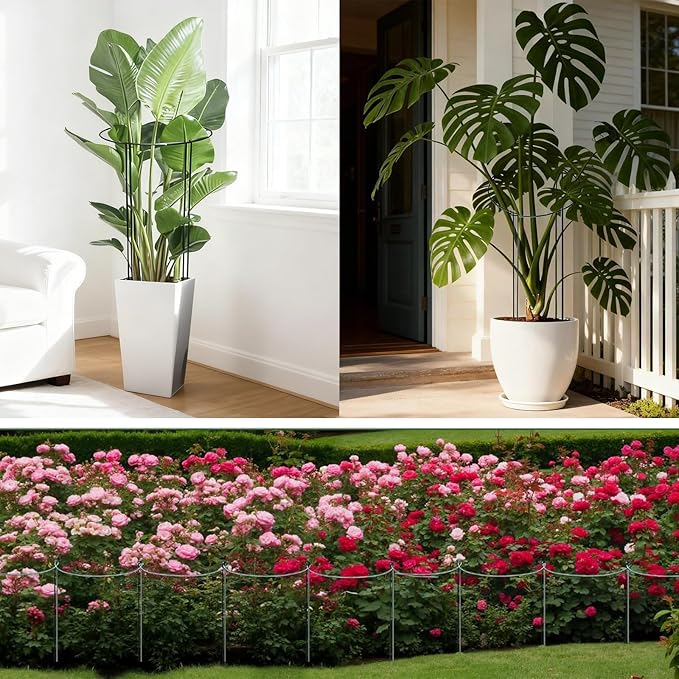 24in Tall Heavy-Duty Plant Support Stakes, 6 Pack Adjustable Peony Cages & Supports for Outdoor Plants, Large Garden Plant Stakes for Peony, Tomato