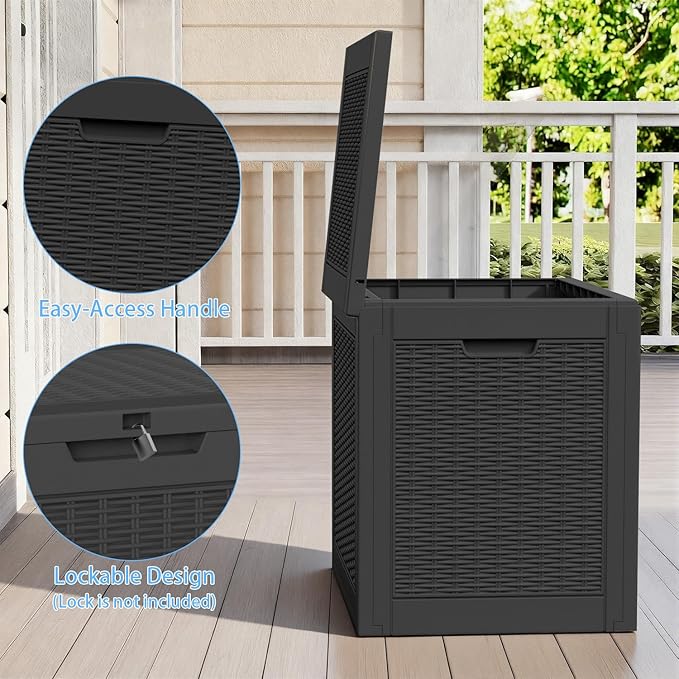 36 Gallon Resin Deck Box Outdoor Storage Box Waterproof for Patio Furniture,Outdoor Cushions,Garden Tools and Pool Supplies（Black）