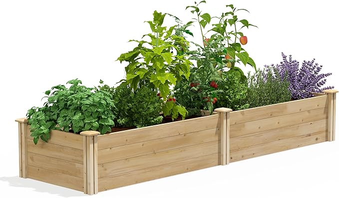 Greenes Fence Premium Cedar Raised Garden Bed, 2' x 8' x 14" (3/4" Thick) - Made in USA with North American Cedar