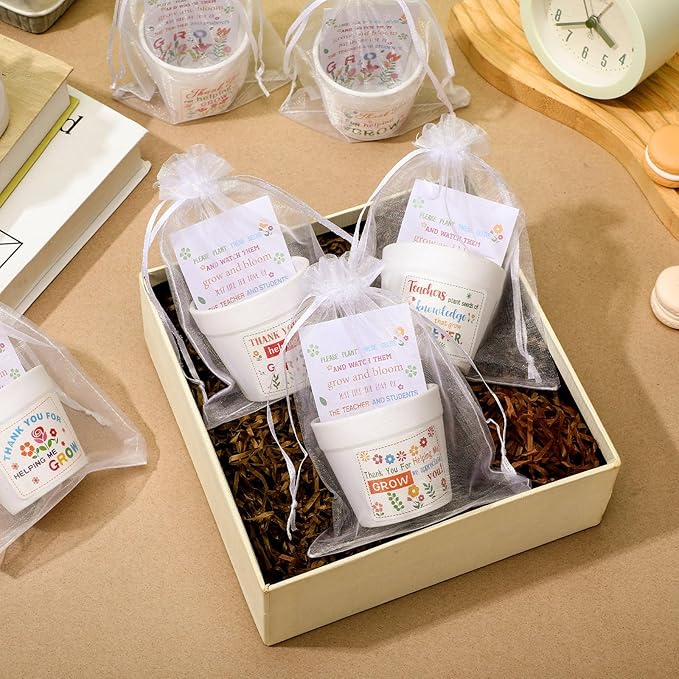 Ctosree 24 Sets Thank You Theme Seed Packets Teacher Appreciation Gifts Self Adhesive Thank You for Helping Me Grow Small Seed Envelopes Seeds Storage Packets for Teacher Graduation Gifts