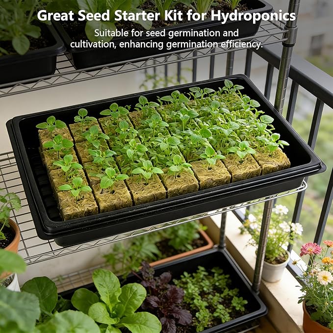 Seed Starter Kit - 28 PCS 1.5 in Rockwool Cubes & 1 Pack Reusable Seedling Starter Tray with Gloves/Transplanting Devices/Iron Tweezer/Labels for Cuttings Propagation Plant Clone
