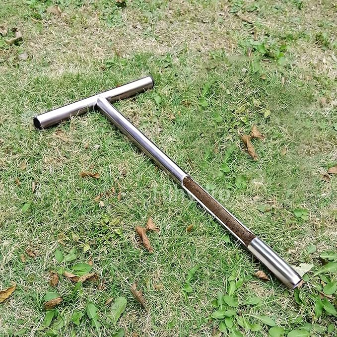 Soil Sampler Probe T Handle,304 Stainless Steel Portable Soil Core Sampling Tool,12 Inch T Handle Soil Sampler Probe Rod Soil Test Kits Tool for Garden Farm Lawn Soil Testing